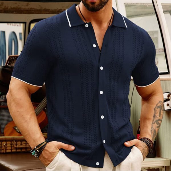 Short-sleeved Polo Shirt Summer Button Lapel Top Fashion Business Men's Clothing - Image 3