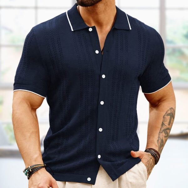 Short-sleeved Polo Shirt Summer Button Lapel Top Fashion Business Men's Clothing - Image 8