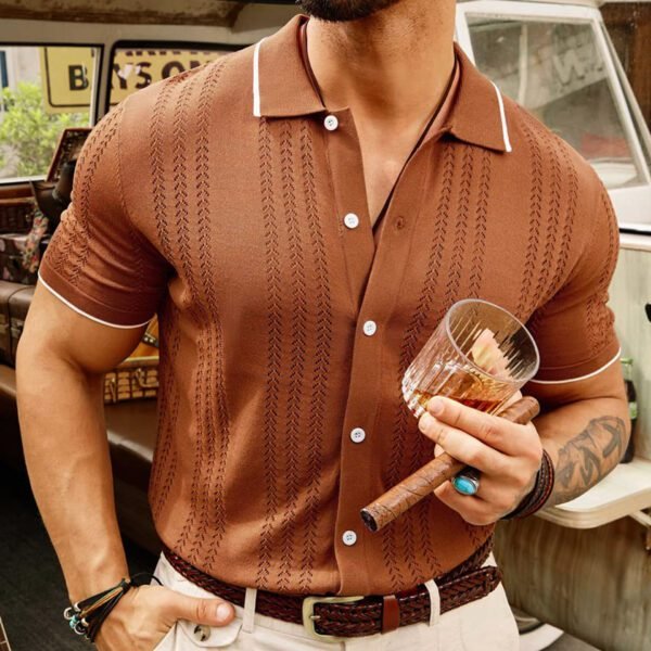 Short-sleeved Polo Shirt Summer Button Lapel Top Fashion Business Men's Clothing - Image 5