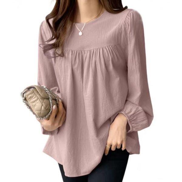 Clothing Solid Color Loose Round Neck Large Size Shirt - Image 2