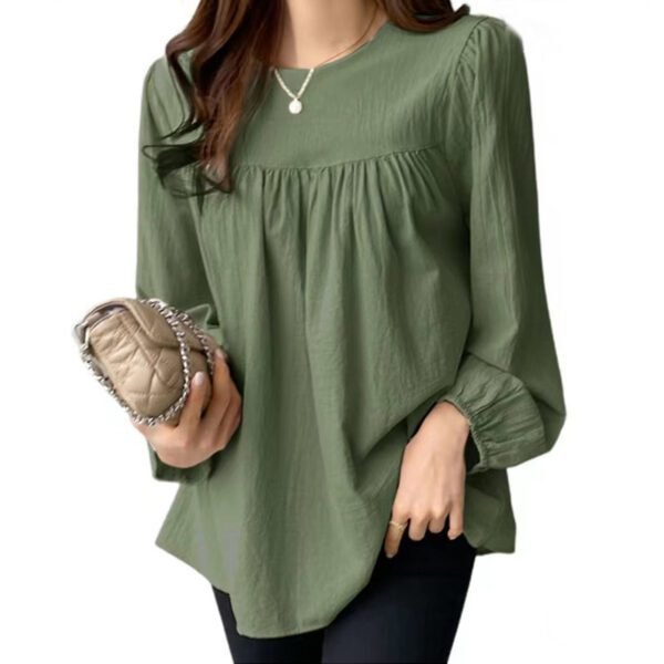 Clothing Solid Color Loose Round Neck Large Size Shirt - Image 4