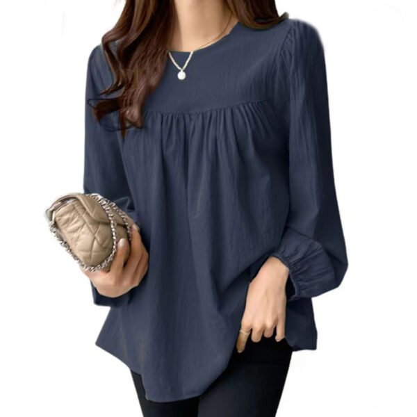 Clothing Solid Color Loose Round Neck Large Size Shirt - Image 3