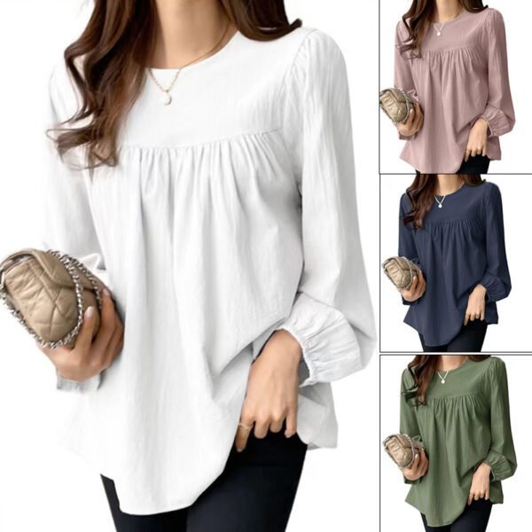 Clothing Solid Color Loose Round Neck Large Size Shirt