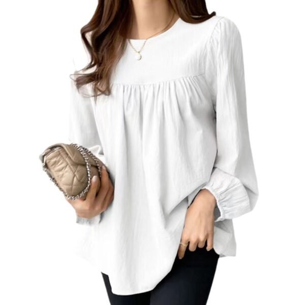 Clothing Solid Color Loose Round Neck Large Size Shirt - Image 5