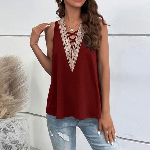 Sleeveless Casual Vest Loose Solid Color Top TOP - Image 3