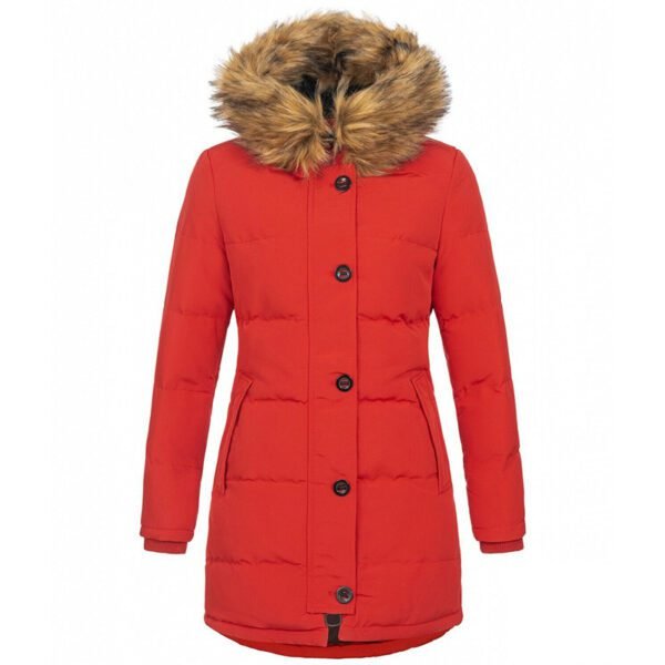 Hooded Warm Slim Cotton-padded Jacket Long Solid Color Coat - Image 4