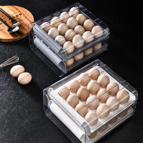 32-grid Egg Storage Box Double-layer Finishing Egg Box Drawer Fresh-keeping Box Kitchen Refrigerator Put Egg Box Egg Tray - Image 2