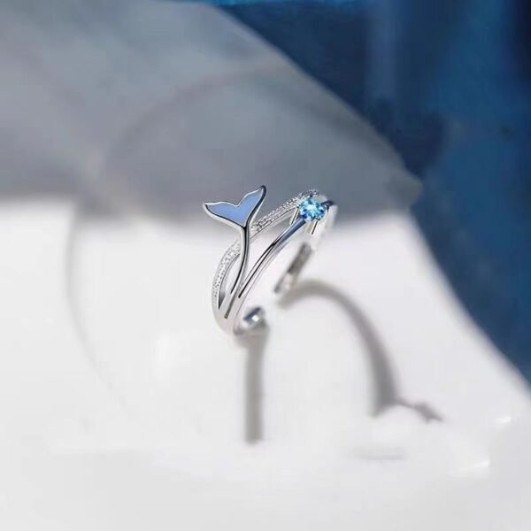 Mermaid Foam Index Finger Ring Female Niche Design 925 Silver Opening Fishtail Girlfriend Advanced Sense - Image 3