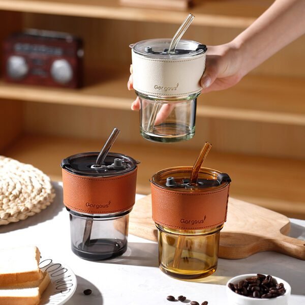 Cold Extract Coffee Cup Ins Creative High Color Value Straw Glass Water Cup Printed Logo Gift Accompanying Gift Bamboo Cup - Image 2