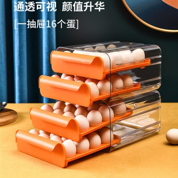 32-grid Egg Storage Box Double-layer Finishing Egg Box Drawer Fresh-keeping Box Kitchen Refrigerator Put Egg Box Egg Tray