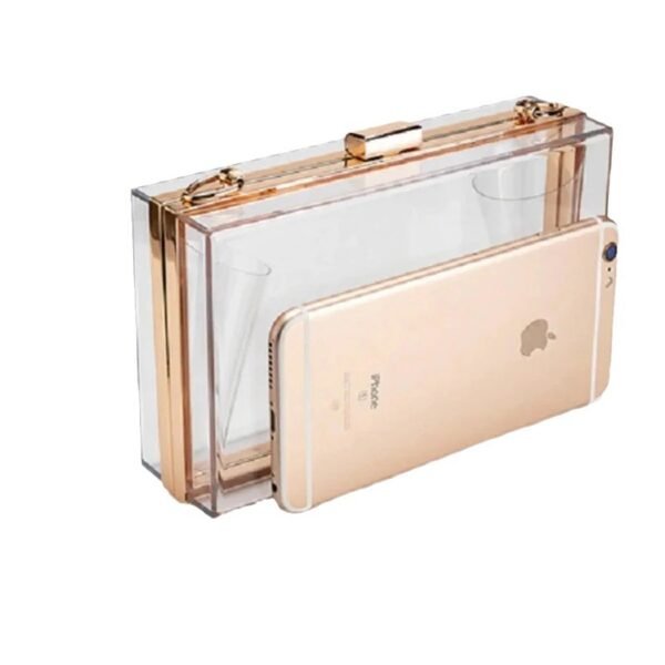 Acrylic Transparent Cosmetic Bag Clutch Dinner Small Square Bag Printed Logo - Image 5