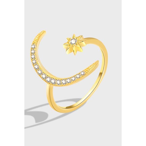 Cross-border New S925 Sterling Silver Ring Actress Star Moon Personality Exaggerated Ins Wind Light Luxury Small Food Ring