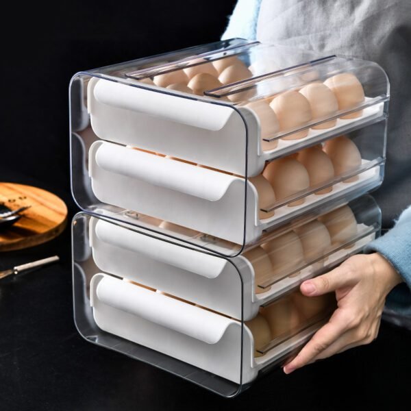 32-grid Egg Storage Box Double-layer Finishing Egg Box Drawer Fresh-keeping Box Kitchen Refrigerator Put Egg Box Egg Tray - Image 4